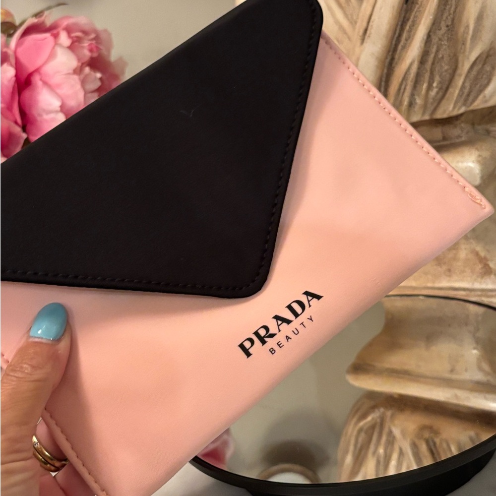 NEW made for Prada Beauty Neoprene Pink + Black Cosmetic Envelope Pouch - Picture 6 of 8